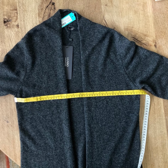 Lusso Heather Charcoal Duster Cardigan Cashmere Size M - Picture 7 of 10